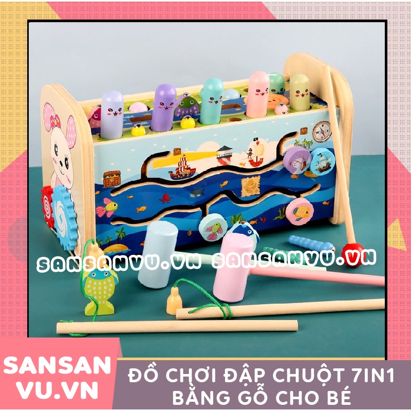 Đồ chơi đập chuột 7in1 bằng gỗ