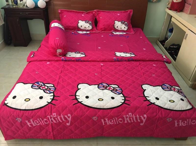 Bộ Chăn Ga Gối Cotton Poly  Kitty 1m8x2m