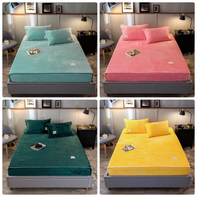 Set 3 món ga gối nỉ nhung tăm