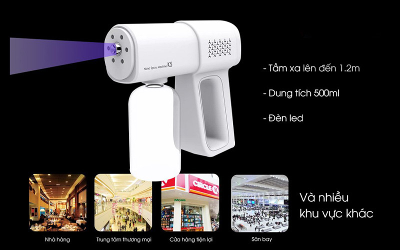 Máy phun nano xịt khuẩn K5 có đèn led diệt khuẩn