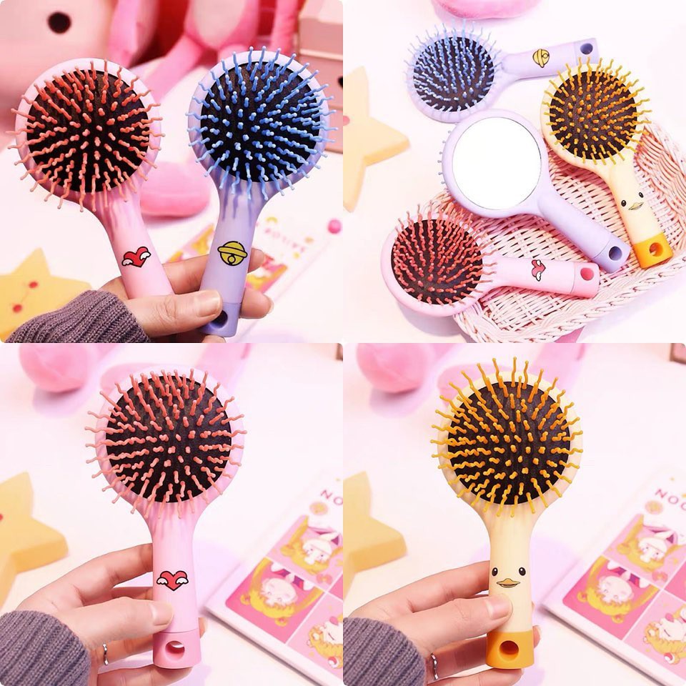 [HCM]Lược Tròn Chải Tóc Kiêm Gương Đa Năng fsam