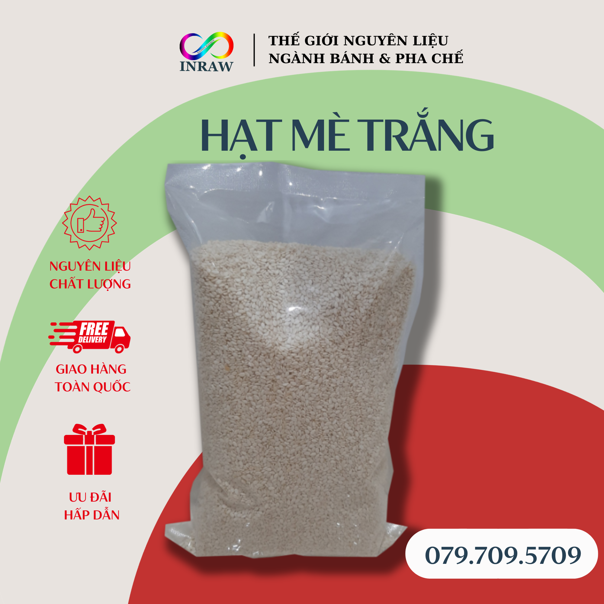 Hạt Mè Trắng Bóc Vỏ Kingdeli (Gói 500gr)