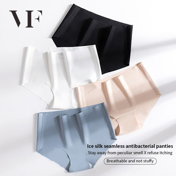 VFA1006 Seamless Antibacterial Ice Silk Underwear Womens Large Size One Piece Cotton Crotch Mid Waist Tailor Underwear Womens Underwear Womens Underwear