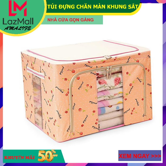 Túi Đựng Chăn Màn Khung Sắt Cao Cấp Chính Hãng Amalife - Túi Đựng Quần Áo Khung Thép Chịu Lực Gấp Gọn