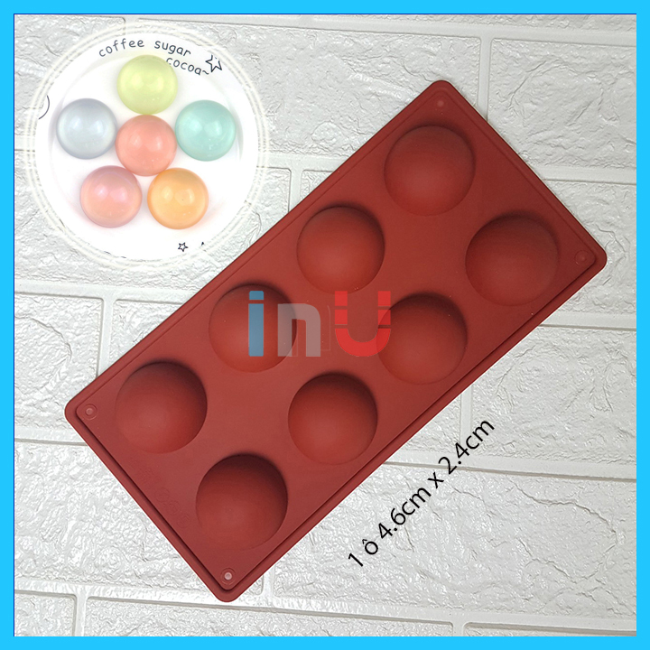 [HCM]Khuôn silicon nửa tròn 8 ô làm thạch rau câu giọt nước pudding đổ socola