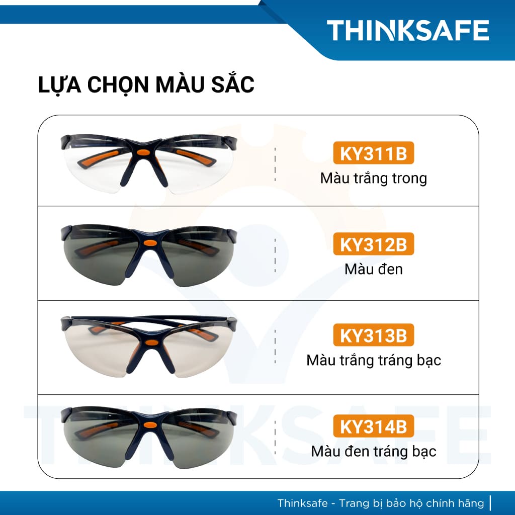 Kính bảo hộ Kings KY312 màu đen chống chói, chống tia uv, chống bụi đi đường Kính bảo vệ mắt - Thinksafe