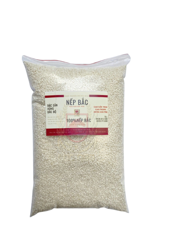 Gạo Nếp Bắc Túi 2Kg - Hạt Tròn Đều, Cơm Dẻo Mềm