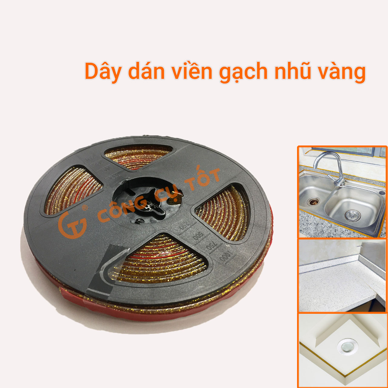 Cuộn chỉ dán viền gạch trang trí khổ 8mm, dài 6m
