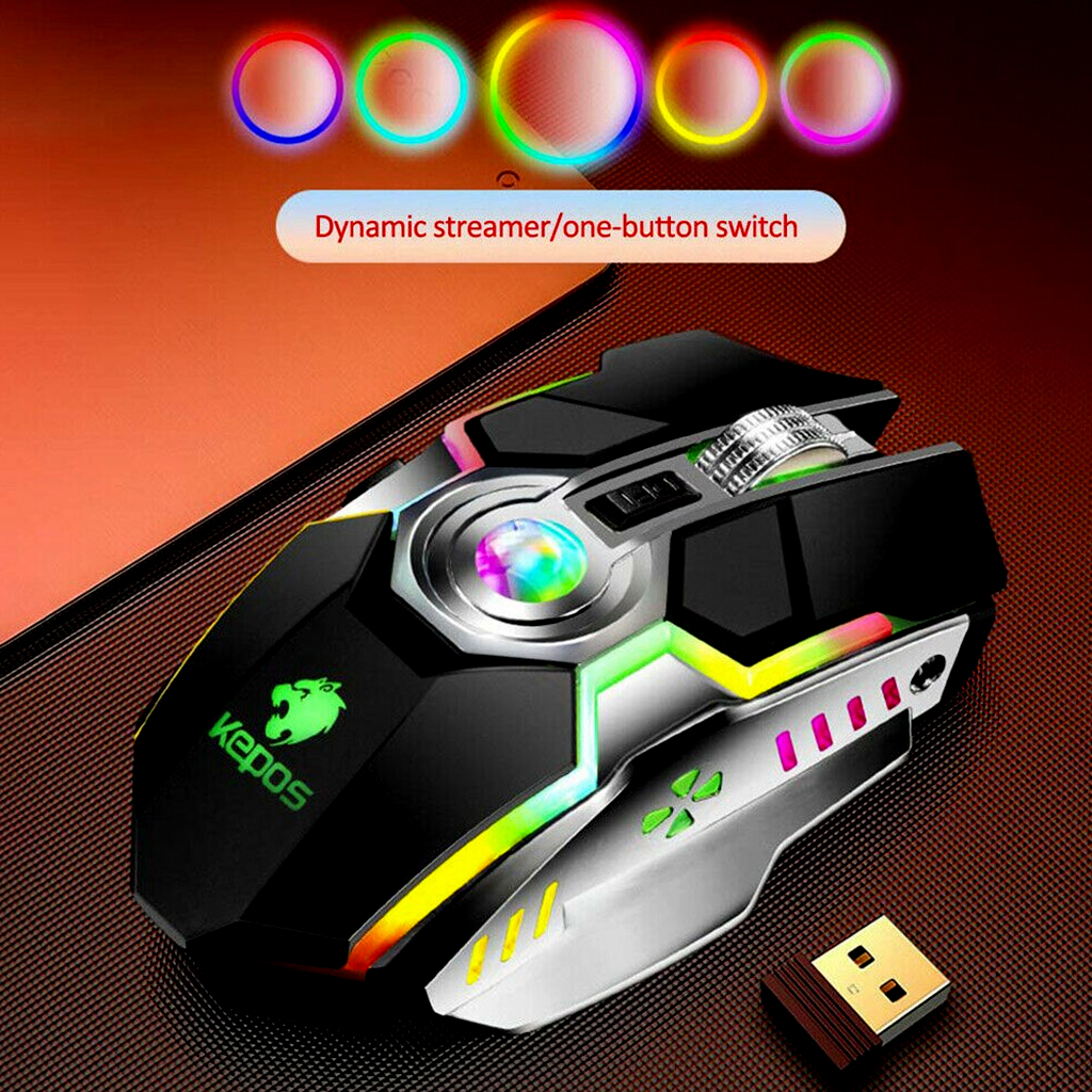 Chuột Không Dây Chuyên GAME Chuột Bluetooth Sạc Pin - Free Wolf G80 - A5  RGB Led 7 Màu - Cực Độc - slient (không tiếng kêu)