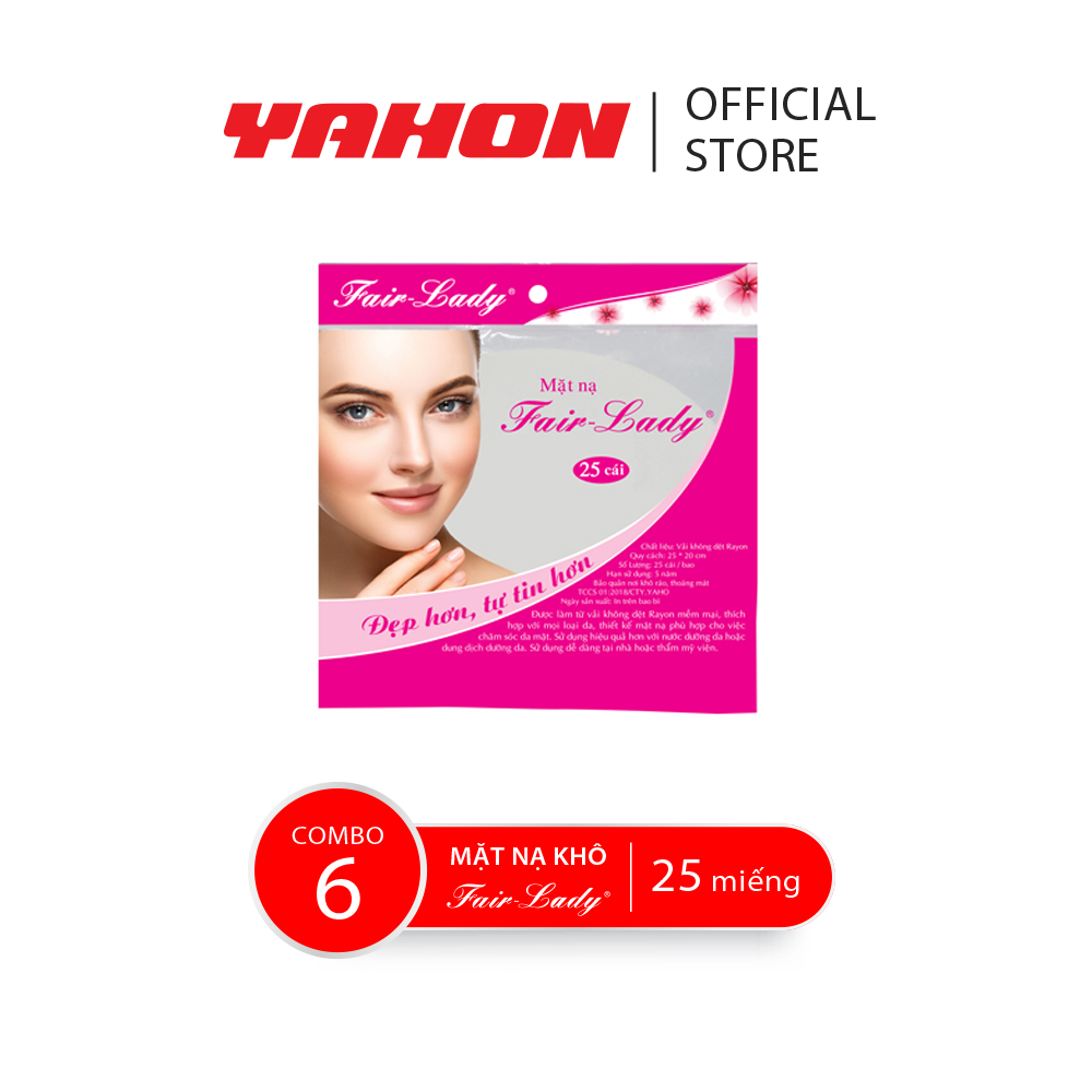 Combo 6 Bao Mặt Nạ Khô FAIR-LADY, 25 Miếng/Bao