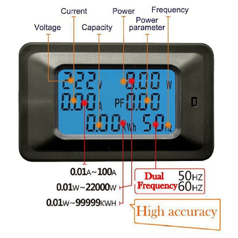 Bảng giá Máy đo điện áp cường độ dòng điện công suất công tơ điện tử PUUCAI ampe kế vôn kế 100A 6 trong 1