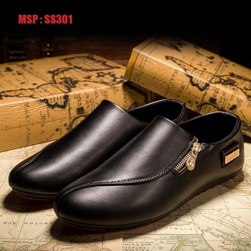 (SIÊU HOT) Giày Lười  Da Nam Hàn Quốc Màu Đen SS30011
