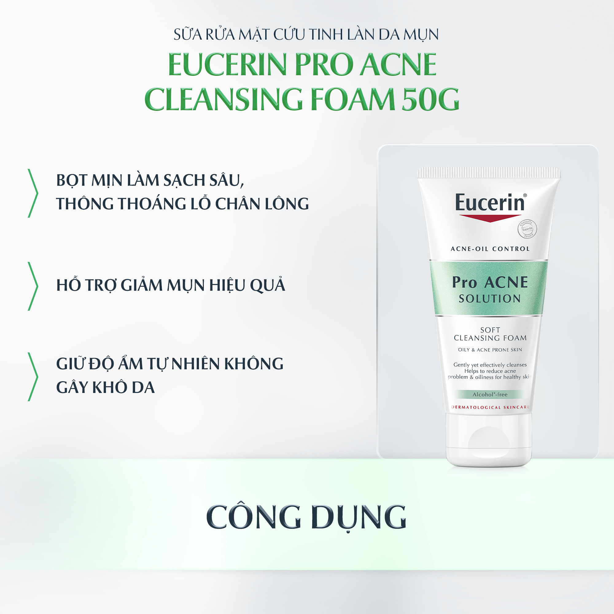Sữa Rửa Mặt dành cho da nhờn mụn Eucerin Pro ACNE Cleansing Foam 50g