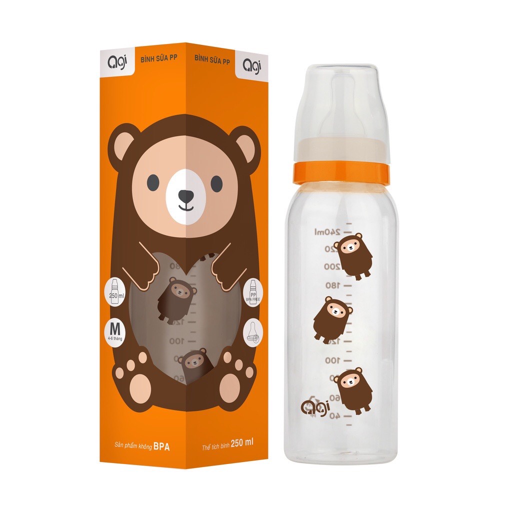 Bình Sữa cổ hẹp Agi PP 60ml - 140ml - 250ml