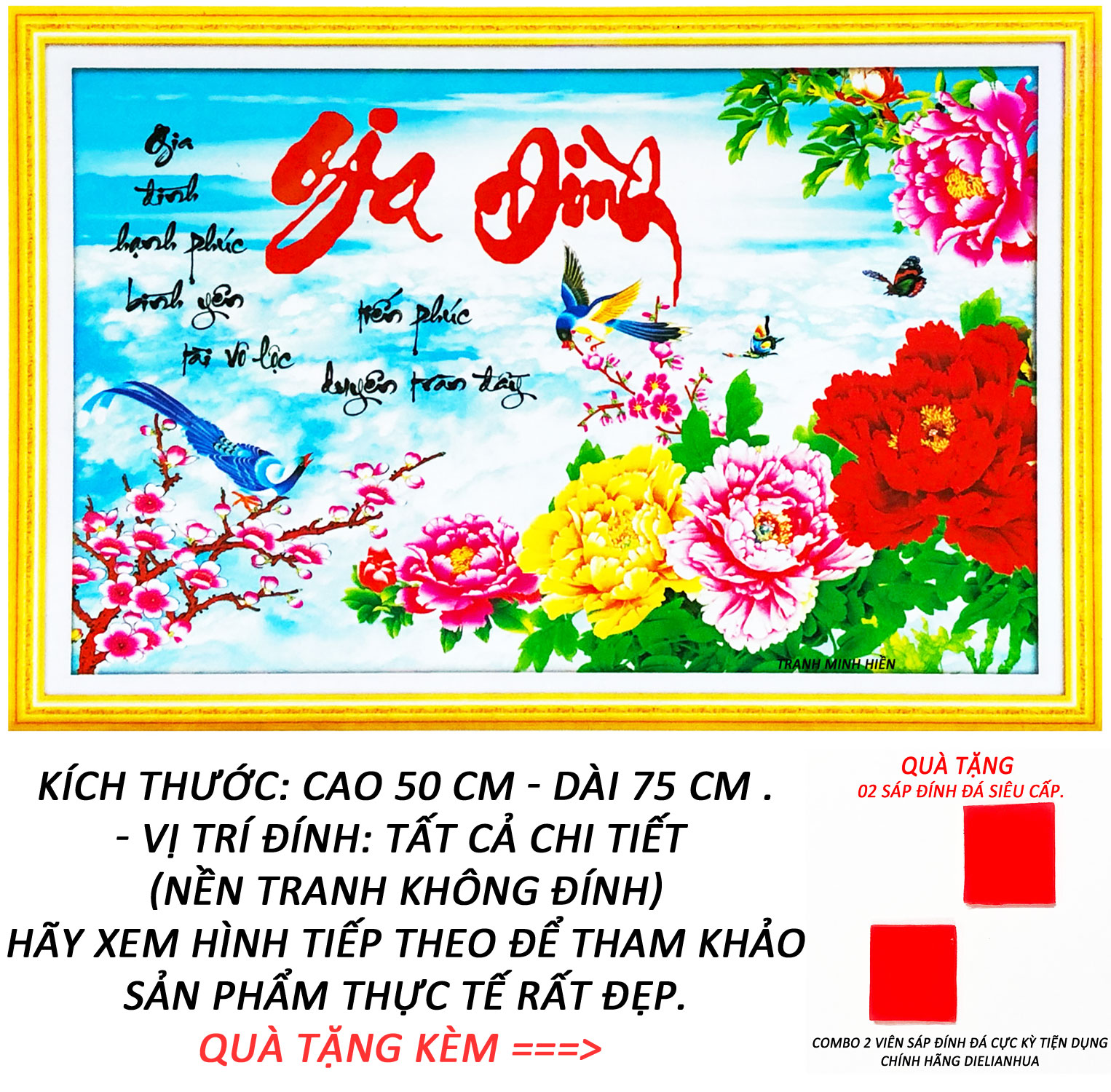 Tranh Đính Đá Tự Làm - Gia Đình Hạnh Phúc Bình An 18 (Kèm Quà Tặng) - Tranh Minh Hiền (TỰ ĐÍNH ĐÁ).