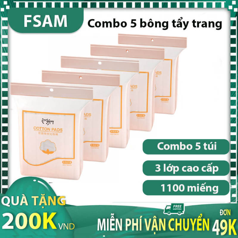 Combo Bông Tẩy Trang 5 Túi 1000 Miếng Loại Tốt Ko Thua Hàng Nhật, Mua Cotton pads 220M Giá Tốt Tại Fsam Store