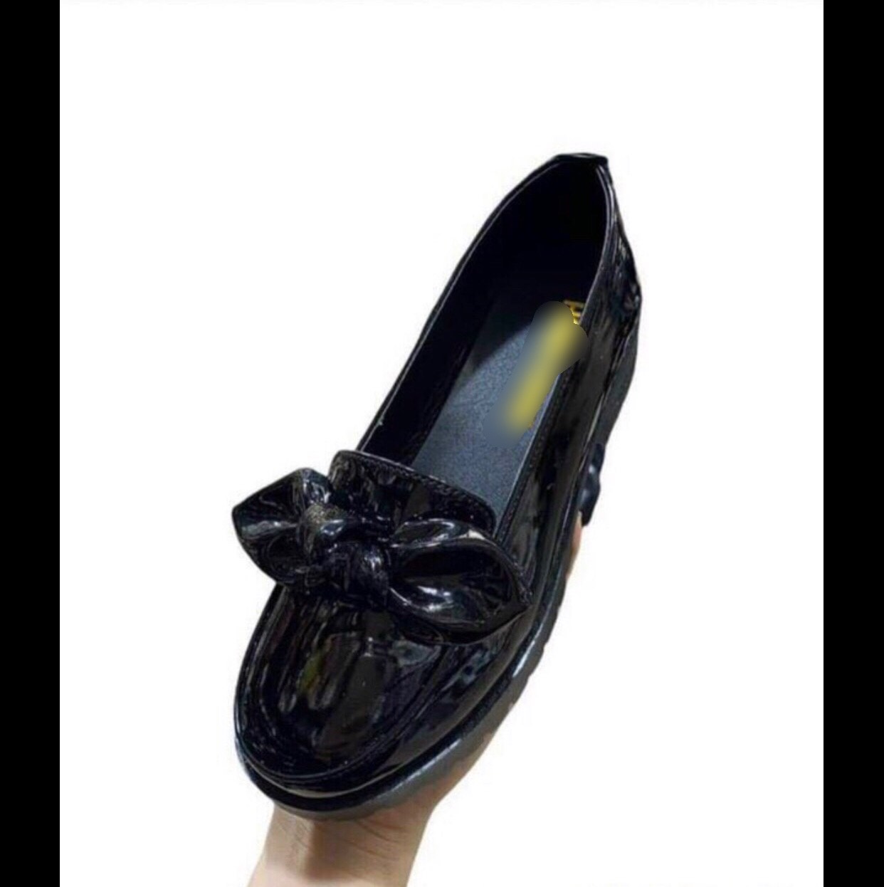 Giày da nữ slipon mũi tròn da mềm điểm nhấn nơ vải và da