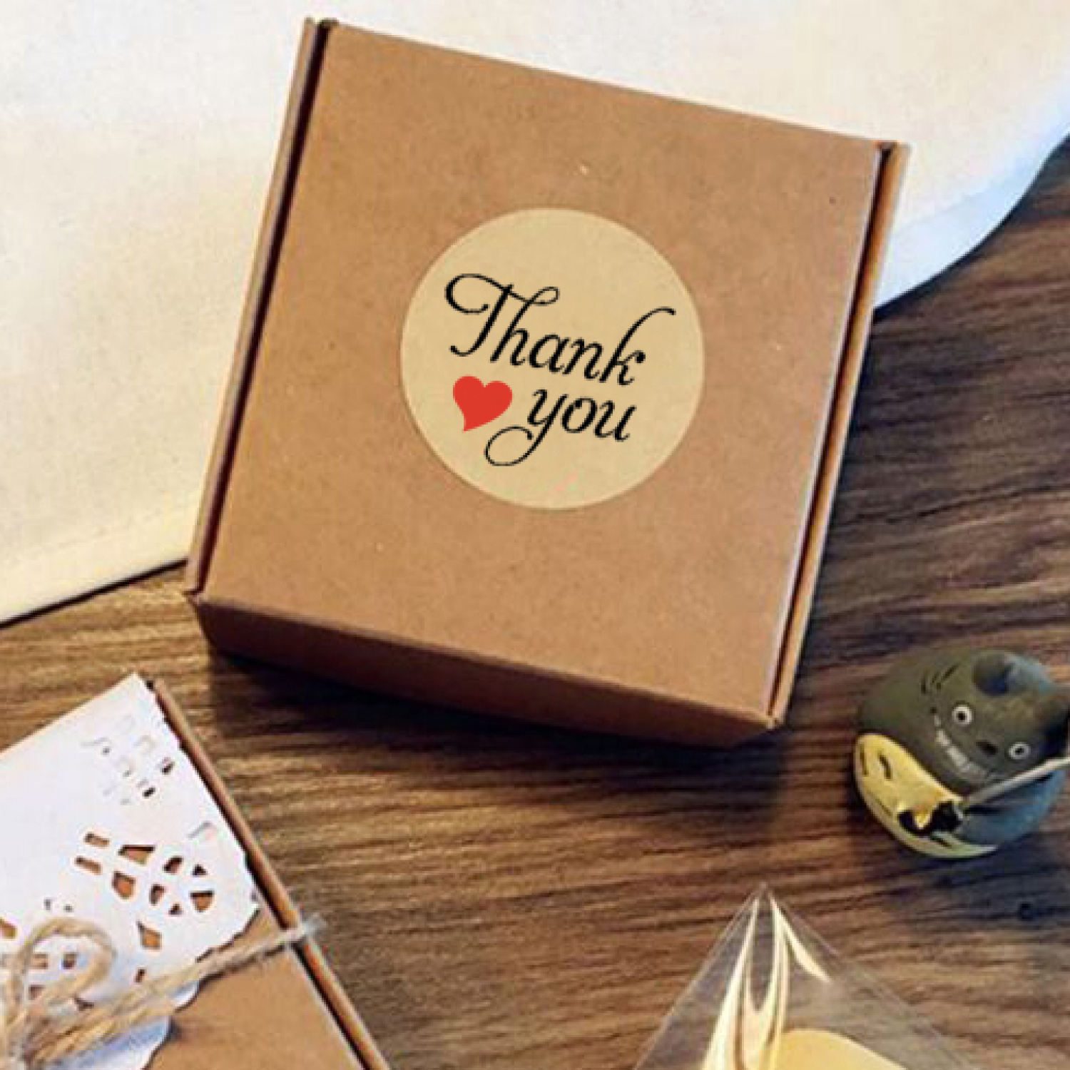 Tem nhãn in,Thank You giấy Kraft Sticker label_100pcs