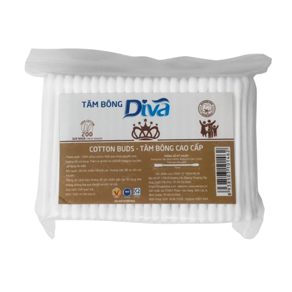 [200 que] Tăm bông DIVA que nhựa