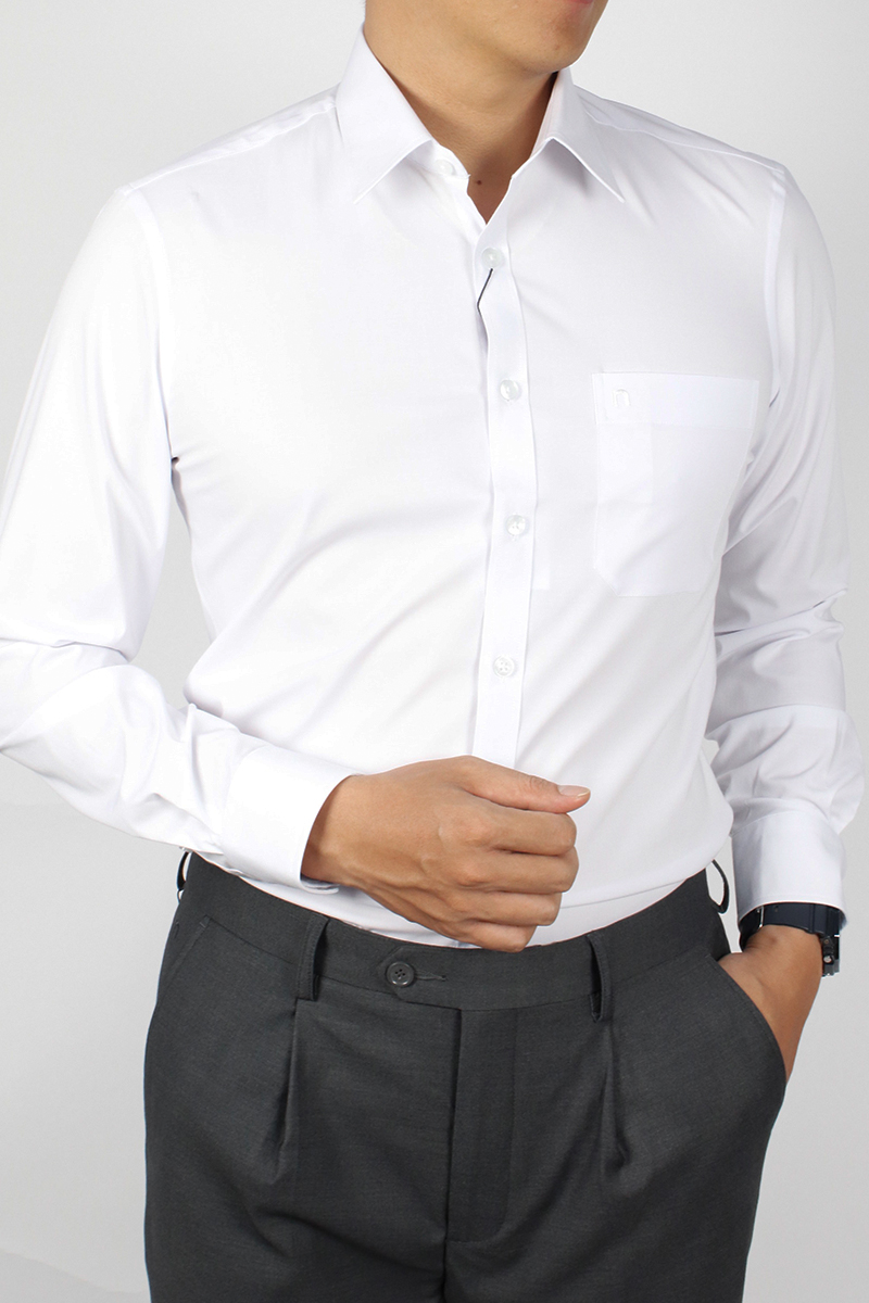 Áo sơ mi nam trắng dài tay novelty regular fit nsmmttmspr230489d