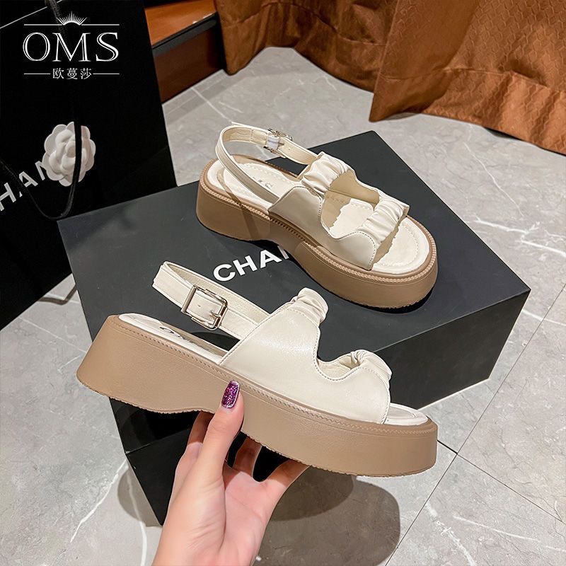 HOÀN TIỀN 15% - Sandal ulzzang nữ 2 quai nhún đế QC nâu cực nhẹêm chân Dép quai hậu bèo nâng đế 4cm cực đẹp