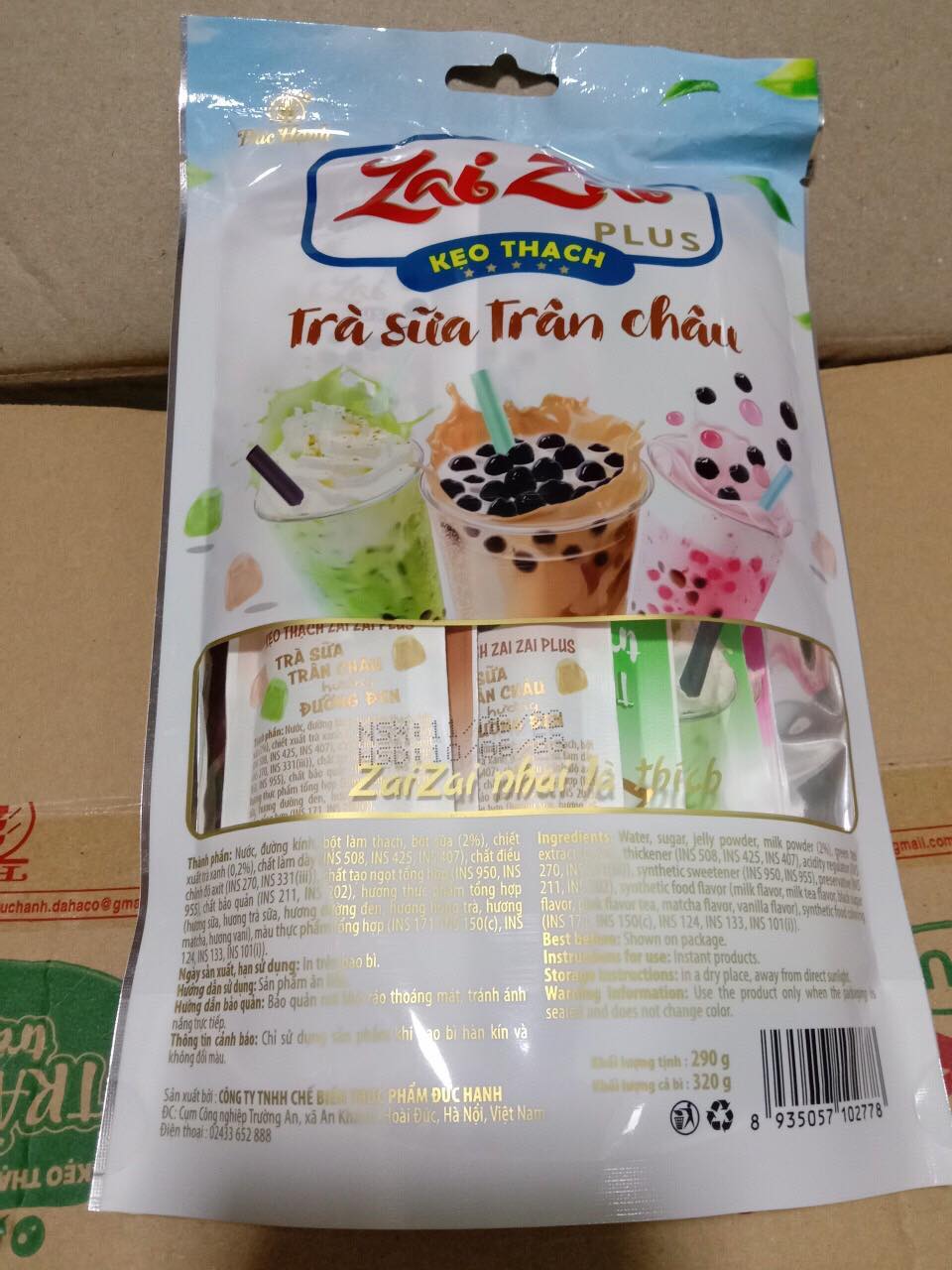Túi 320g kẹo thạch zai zai trà sữa Đức Hạnh