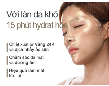 Mặt nạ mặt PETITFEE Gold & Snail - tinh chất ốc sên & vàng (date 15/9/2025)