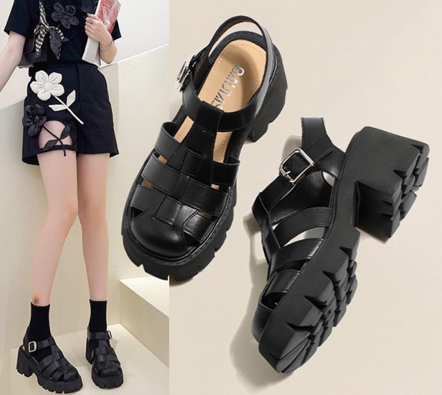Sandal bít mũi đế vuông 6CM X395-370