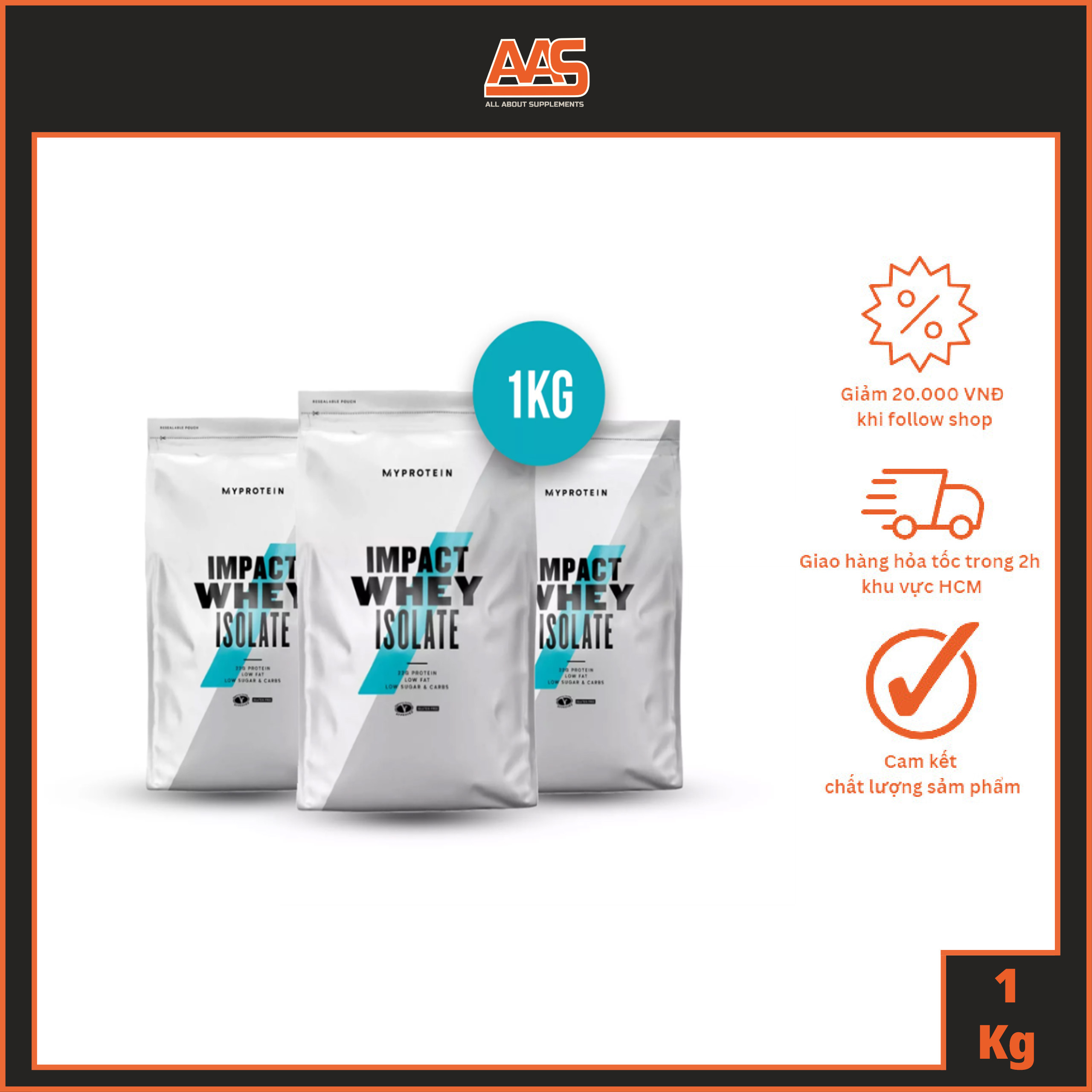 [HCM]WHEY PROTEIN - MYPROTEIN - IMPACT WHEY ISOLATE - 2.2lbs - Bổ sung protein tăng cơ giảm mỡ - Từ Châu Âu