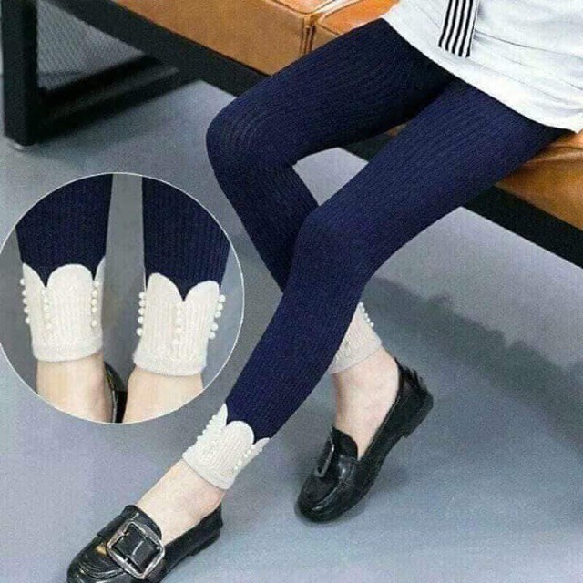 Combo 02 Quần Len Đính Hạt Ngọc Cho Bé