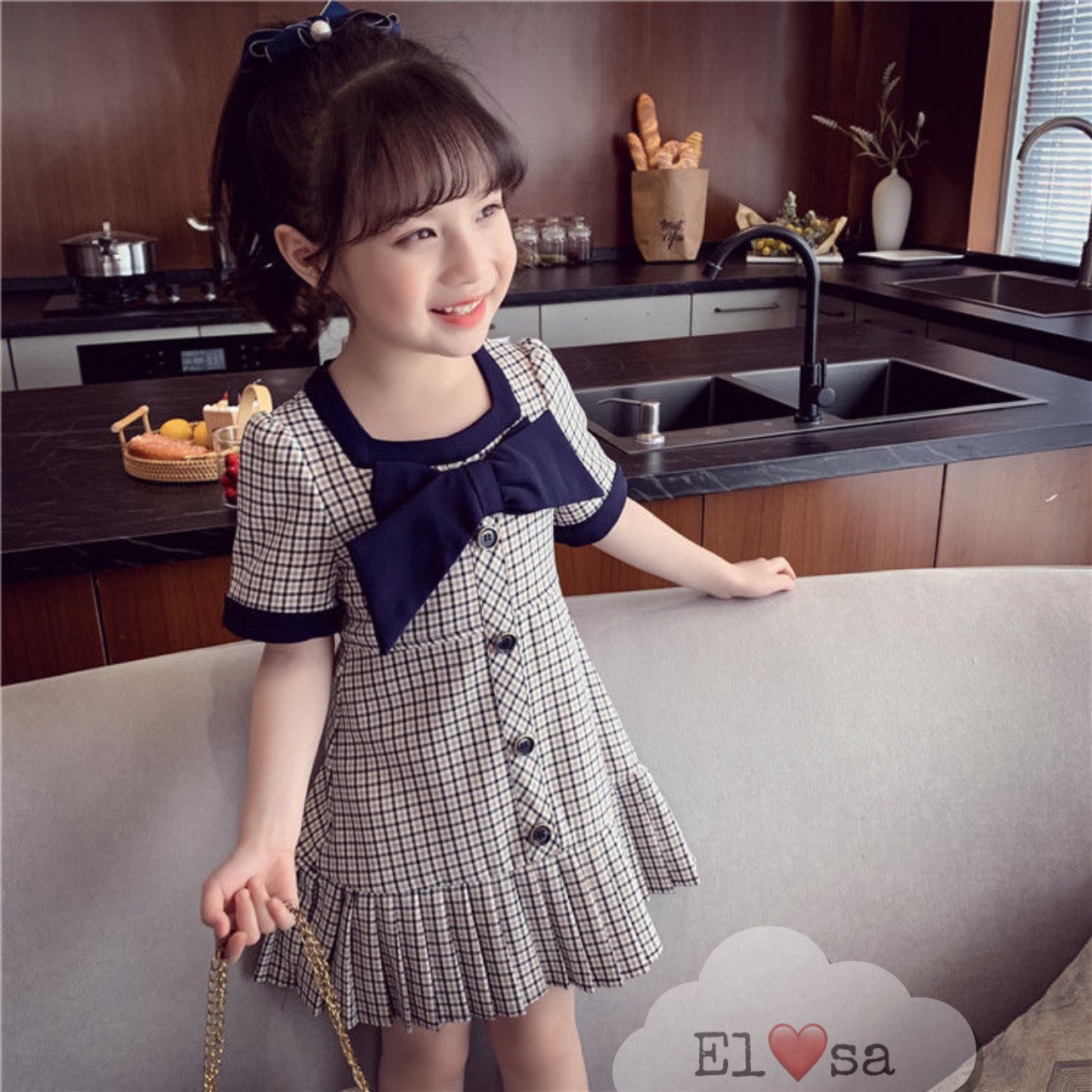 Váy bé gái 🌻 🌻 🌻 VÁY KẺ CA RÔ NƠ CỔ 🌻 🌻 🌻