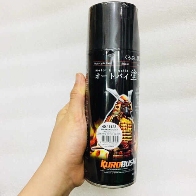 Sơn xịt samurai - 40/1123 màu vàng ánh kim lấp lánh 400ml