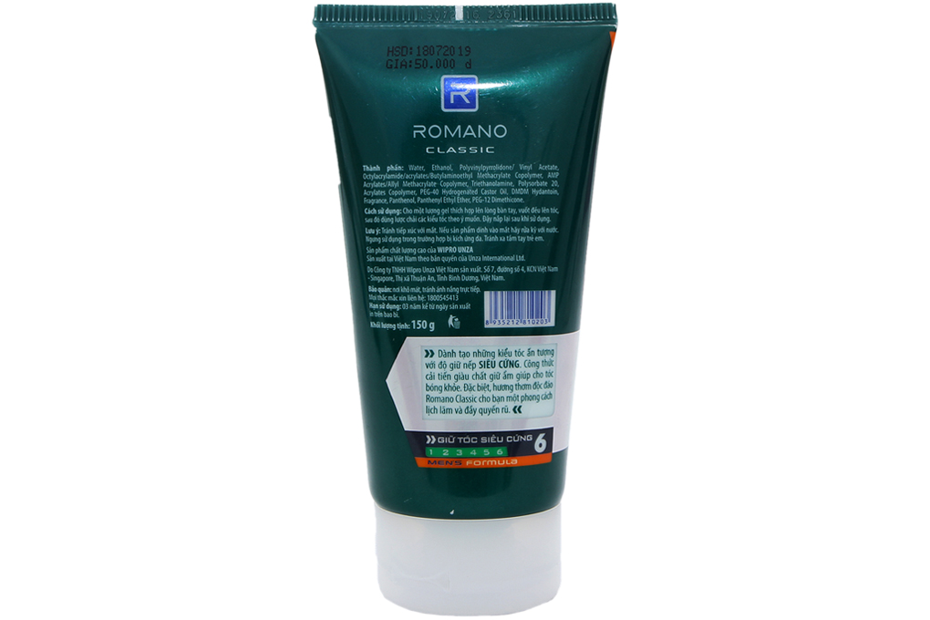 Gel vuốt tóc Romano Classic Siêu cứng 150g