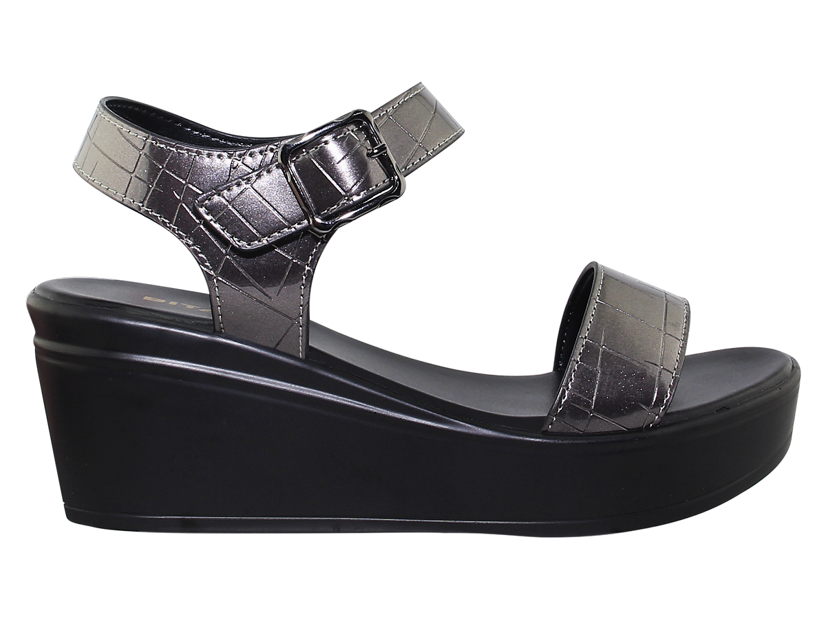 SANDAL ĐẾ BẰNG NỮ SYN.284 (ĐEN + KEM XÁM)
