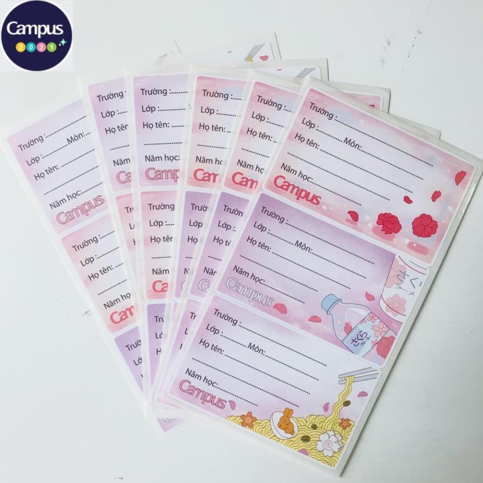 Bịch 18 Nhãn Vở Học Sinh Campus Kawaii