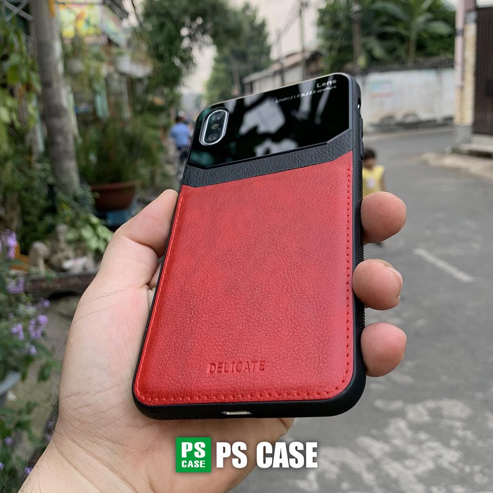 Ốp lưng da kính cao cấp dành cho iPhone X / iPhone XS - Màu đỏ - PS Case Phân Phối