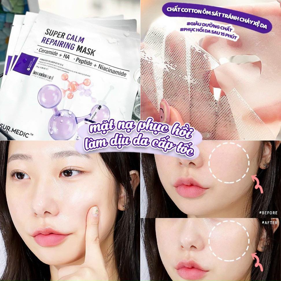[ Sur.Medic] Mặt Nạ Phục Hồi Dưỡng Trắng Da - Full Hộp (10 miếng)