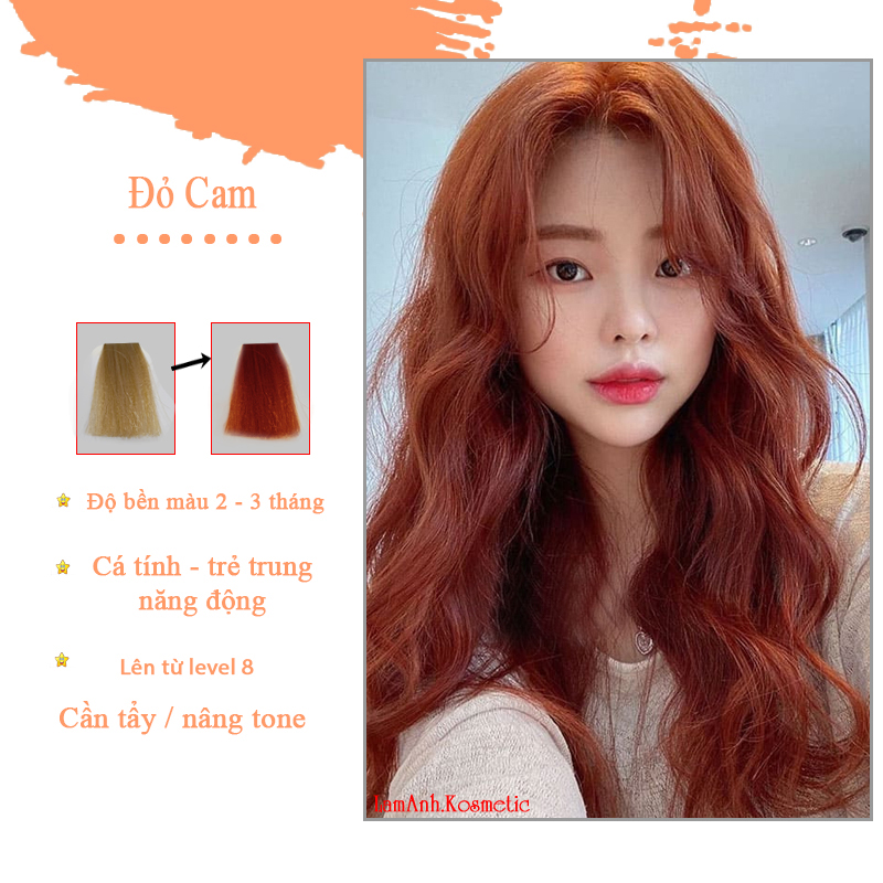 Thuốc Nhuộm Tóc Màu Đỏ Cam - Orange Red Màu Nhuộm Lên Chuẩn Tone Kem Nhuộm  An Toàn Không Sót Mùi Thơm - Mixasale