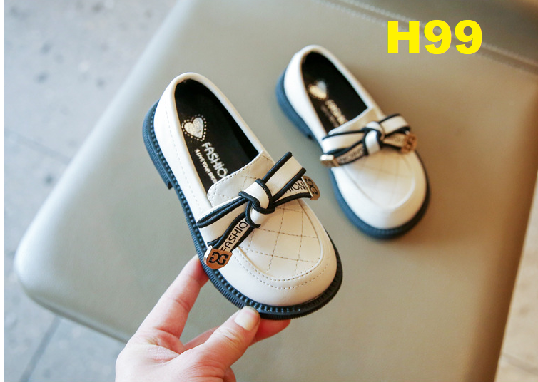 Giày lười nơ cho bé gái H99 kem
