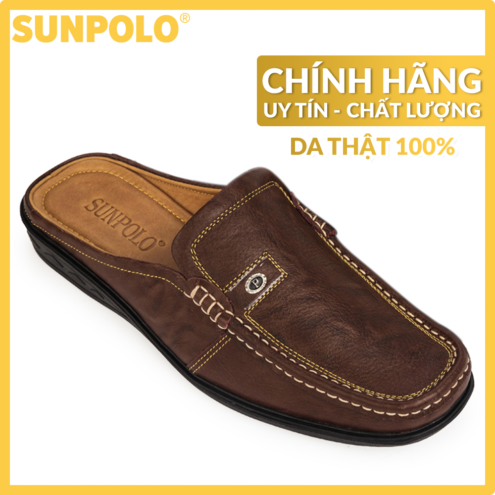 Giày sục sapo nam da bò cao cấp sunpolo spo004