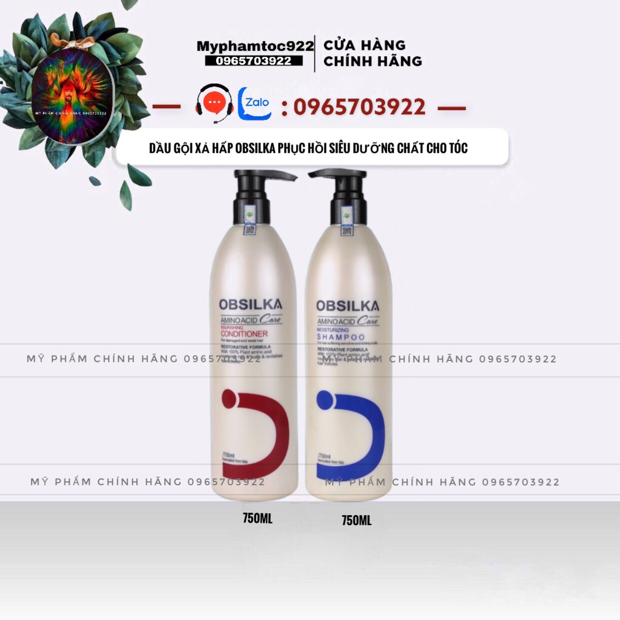 Bộ dầu gội xả obsilka siêu dưỡng chất 750ml
