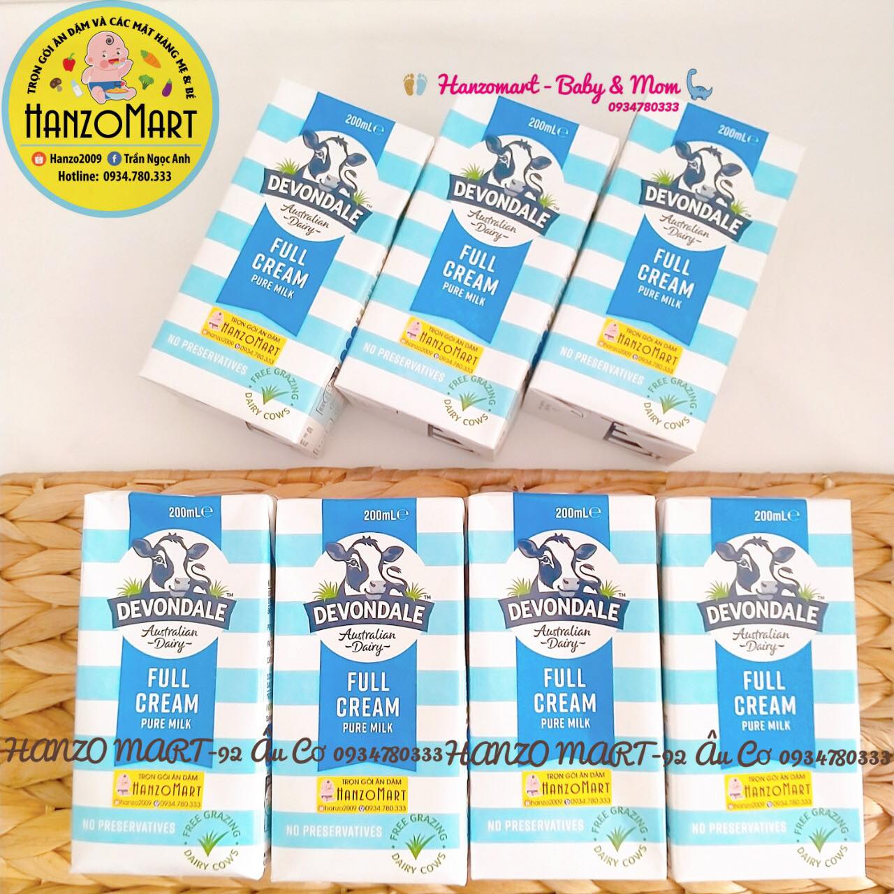 Sữa tươi Devondale full cream Úc ( 1 lốc x 6 hộp ) 200ml