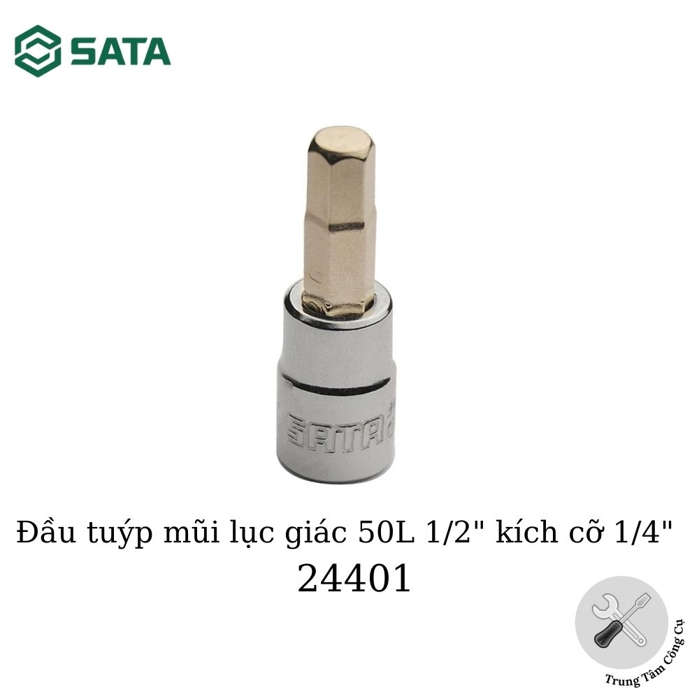 Đầu tuýp mũi lục giác 50l 1/2" kích cỡ 1/4" sata 24401