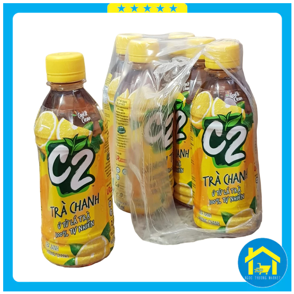 Lốc 6 chai - Trà C2 vị chanh & vị đào chai 355ml & 455ml
