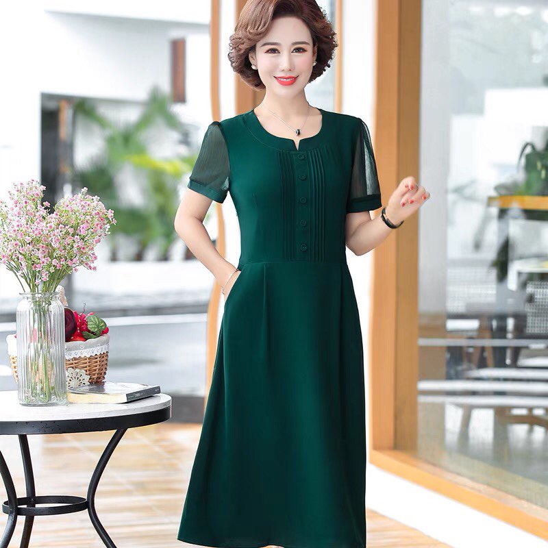 Lzt01689 women dress luxury party middle-aged women dress fashion chic design elegant elegant office pleated dress