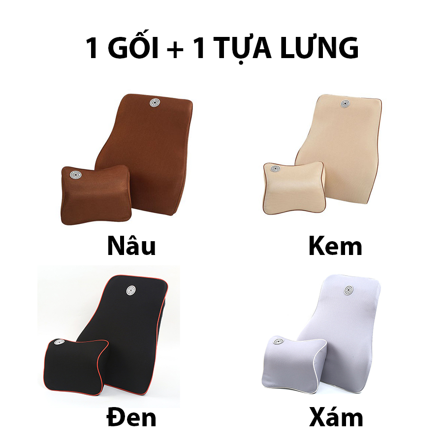 Gối tựa đầu và tựa lưng lót ghế ô tô cao su non cao cấp, thiết kế ôm sát chống đau mỏi lưng,cổ, vai tạo cảm giác thoải mái