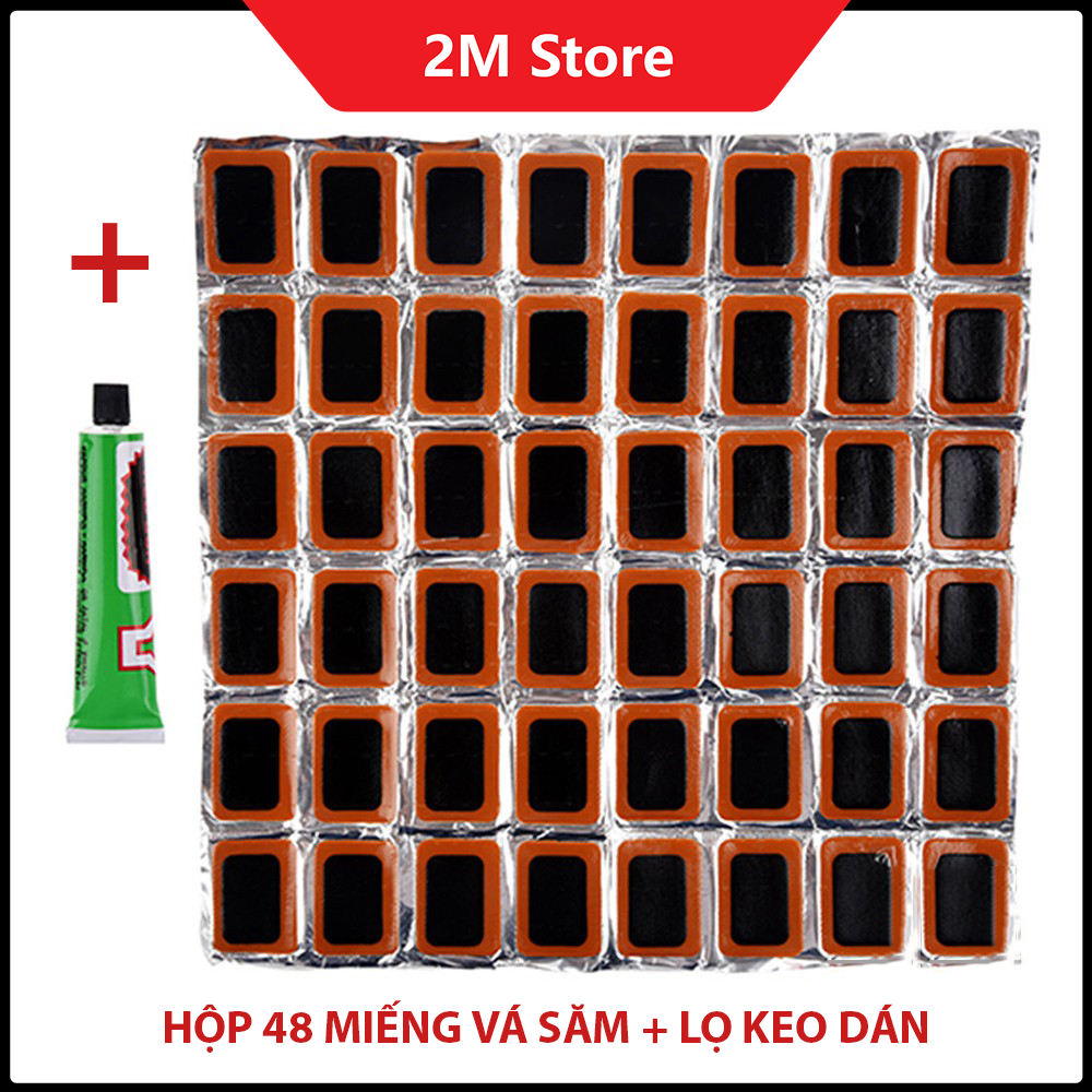 (KÈM LỌ KEO DÁN) Hộp 48 Miếng Vá Săm Ruột Xe Đạp RED SUN RS4803