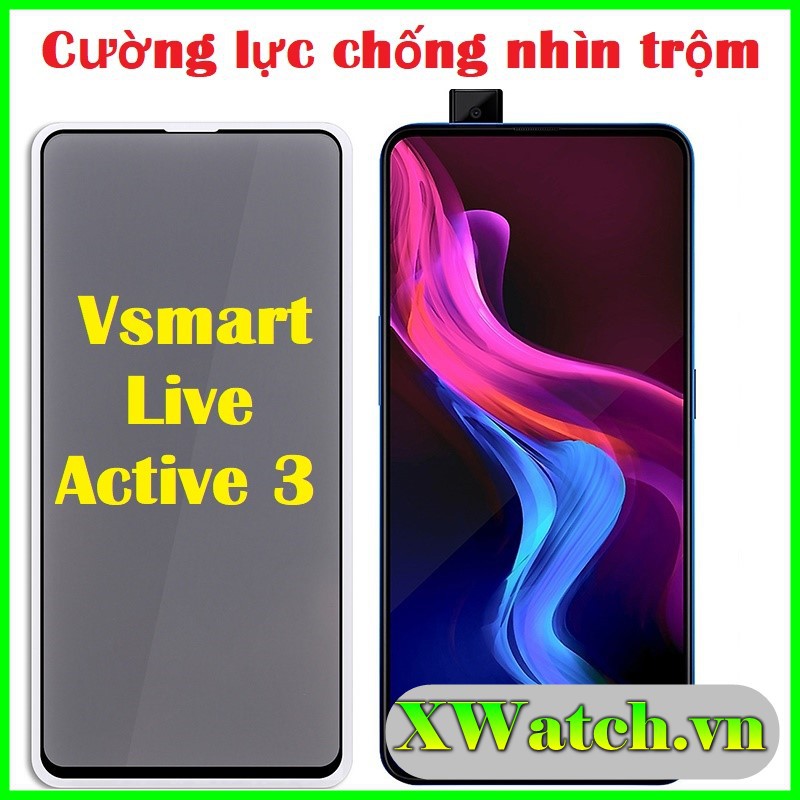 Kính cường lực chống nhìn trộm dành vsmart live / vsmart active 3 full màn hình full keo
