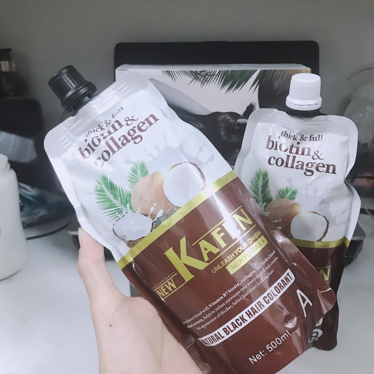 [Hàng Mới] Nhuộm Đen Phủ Bạc Thảo Dược Kafen Dừa 500mlx2
