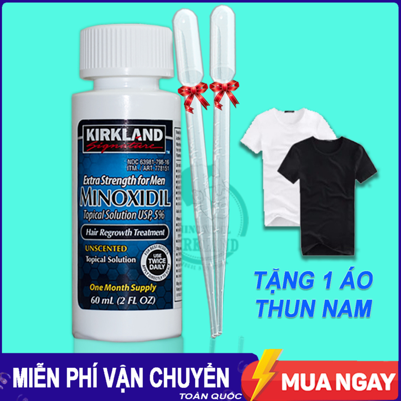 Dung Dịch Mọc Râu Tóc Minoxidil 5% Kirkland for Men lọ lỏng 60ml ( 1 lọ) + Tặng kèm Áo thun Nam